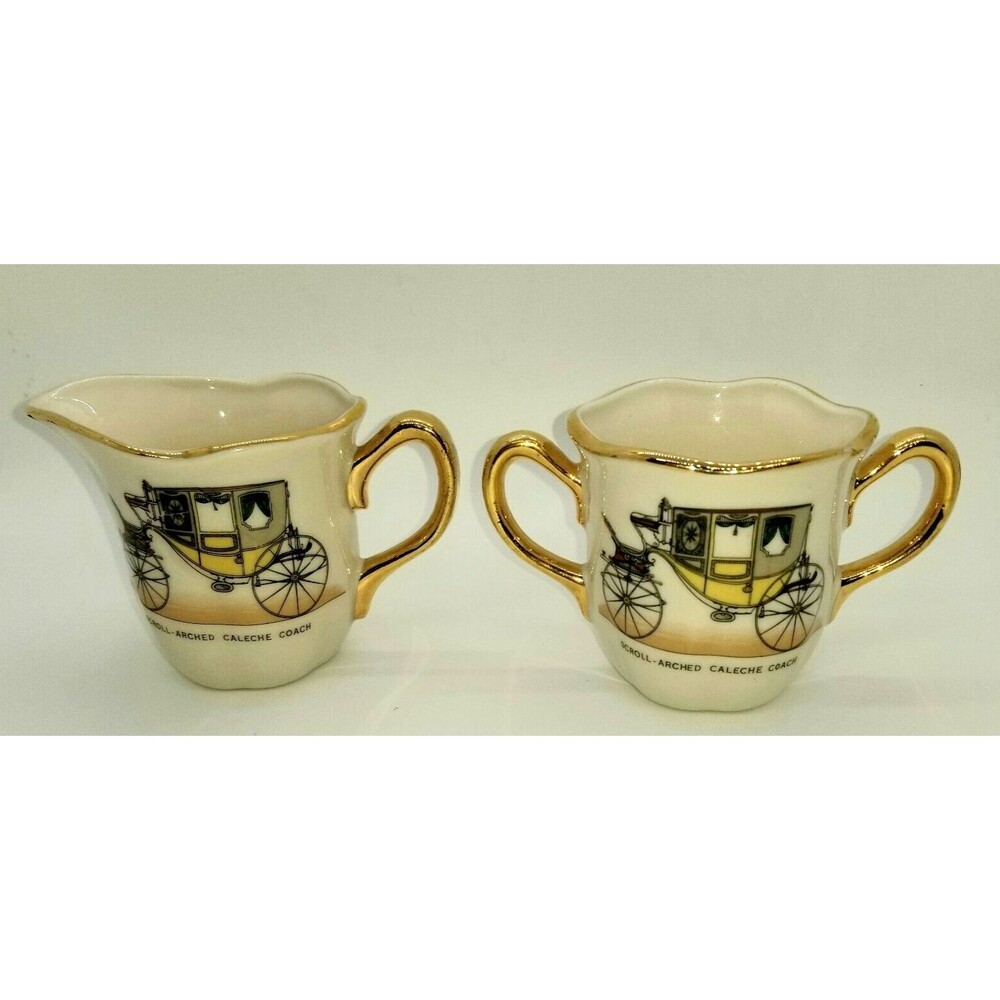 Scroll Arched Caleche Coach Creamer and Sugar Atlas China Co Coach Series